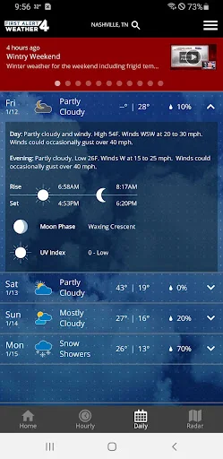 ดาวน์โหลดแอป WSMV 4 FIRST ALERT Weather อัปเดตล่าสุด – พยากรณ์อากาศแม่นยำ - Screenshot 3
