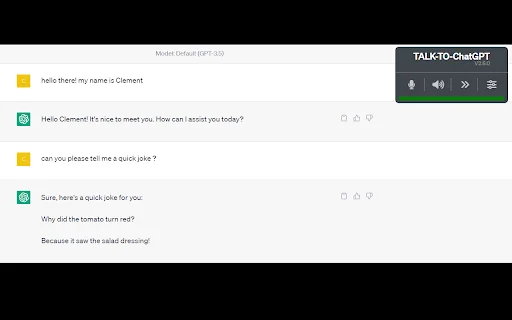 ดาวน์โหลด Talk-to-ChatGPT ส่วนขยายคุยโต้ตอบด้วยเสียงฟรี รองรับภาษาไทย - Screenshot 1
