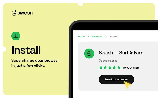 ดาวน์โหลด Swash ส่วนขยายเบราว์เซอร์ – รับรายได้จริงจากการท่องเว็บฟรี - Screenshot 2
