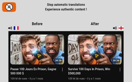 YouTube No Translation – ปิดการแปลภาษาอัตโนมัติบน YouTube - Screenshot 1