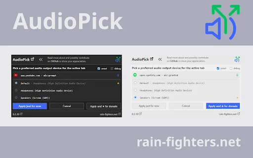 ดาวน์โหลด AudioPick ล่าสุด – เปลี่ยนช่องทางเสียงใน Chrome ฟรี - Screenshot 1