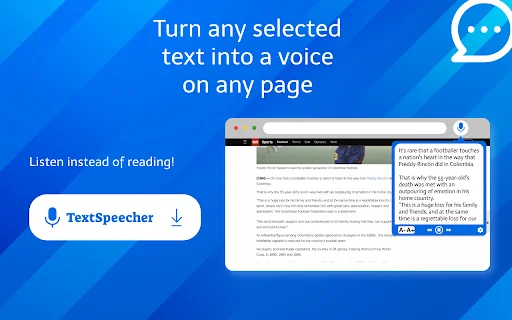 ดาวน์โหลด TextSpeecher ฟรี – เปลี่ยนข้อความเป็นเสียงพูดง่ายๆ บน Chrome - Screenshot 1