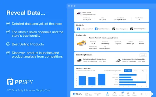 PPSPY: เครื่องมือวิเคราะห์ร้านค้า Shopify และ Dropshipping ที่ดีที่สุด - Screenshot 1
