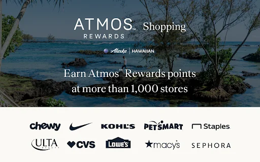 ดาวน์โหลด Atmos™ Rewards Shopping ส่วนขยายเบราว์เซอร์สะสมไมล์ฟรี - Screenshot 1