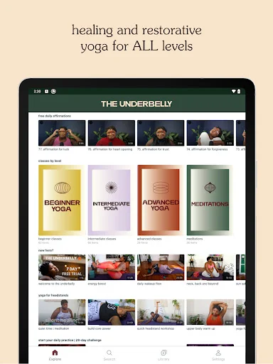ดาวน์โหลดแอป The Underbelly โยคะและสมาธิสำหรับทุกคน เริ่มต้นได้ง่าย - Screenshot 7