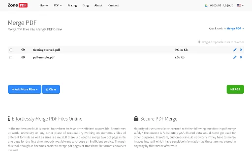 รวมไฟล์ PDF ออนไลน์ฟรี – Merge PDF ใช้งานง่าย รวดเร็วทันใจ - Screenshot 1
