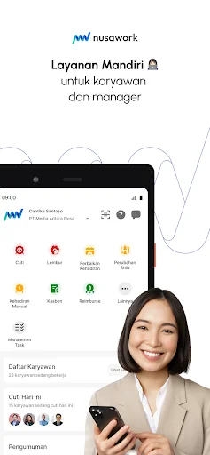 ดาวน์โหลด Nusawork ล่าสุด – แอปบริหารทรัพยากรบุคคลครบวงจร ดาวน์โหลดฟรี - Screenshot 2