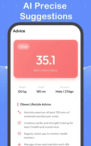 ดาวน์โหลด BMI Calculator-Weight record ล่าสุด – คำแนะนำด้านสุขภาพและฟิตเนสอัจฉริยะฟรี - Screenshot 21