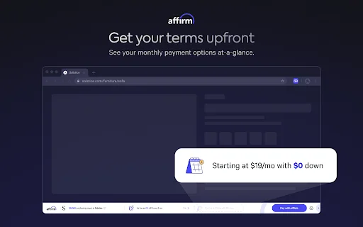 ดาวน์โหลด Affirm ส่วนขยาย Chrome – ช้อปก่อนจ่ายทีหลังได้ง่ายๆ - Screenshot 4