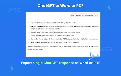 ดาวน์โหลด ChatGPT to Word or PDF – แปลงบทสนทนาเป็นเอกสารได้ในคลิกเดียว - Screenshot 2