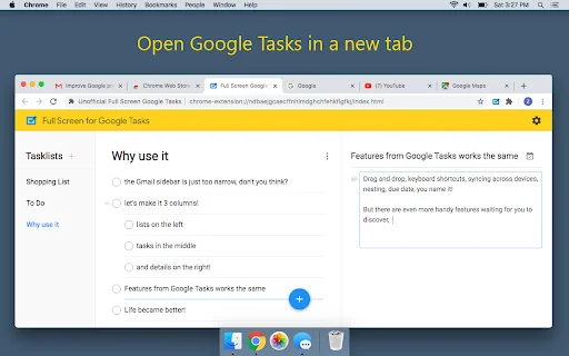 ดาวน์โหลด Full Screen for Google Tasks – จัดการงานบนเดสก์ท็อปเต็มรูปแบบ - Screenshot 1