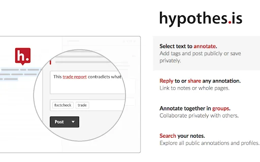 ดาวน์โหลด Hypothesis ส่วนขยายสำหรับจดบันทึกและไฮไลท์เว็บและ PDF ฟรี - Screenshot 1