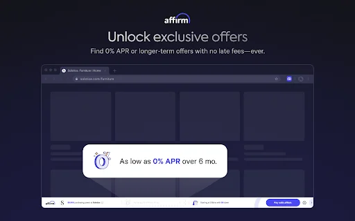 ดาวน์โหลด Affirm ส่วนขยาย Chrome – ช้อปก่อนจ่ายทีหลังได้ง่ายๆ - Screenshot 3