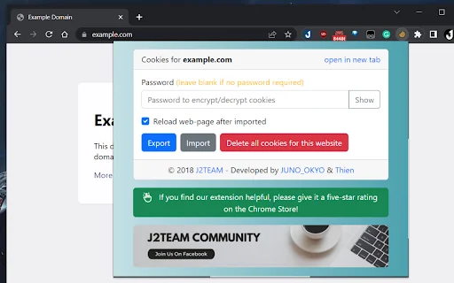 ดาวน์โหลด J2TEAM Cookies ล่าสุด – เครื่องมือจัดการคุกกี้ฟรี - Screenshot 1