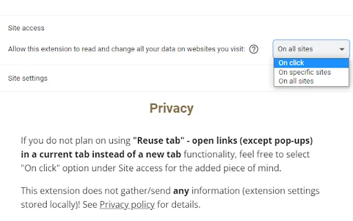 ดาวน์โหลด Open link in same tab ฟรี – จัดระเบียบแท็บ Chrome ให้ง่ายขึ้น - Screenshot 2
